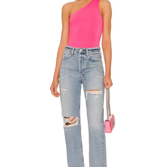 Superdown Devonne One Shoulder Pink Bodysuit - Picture 5 of 8